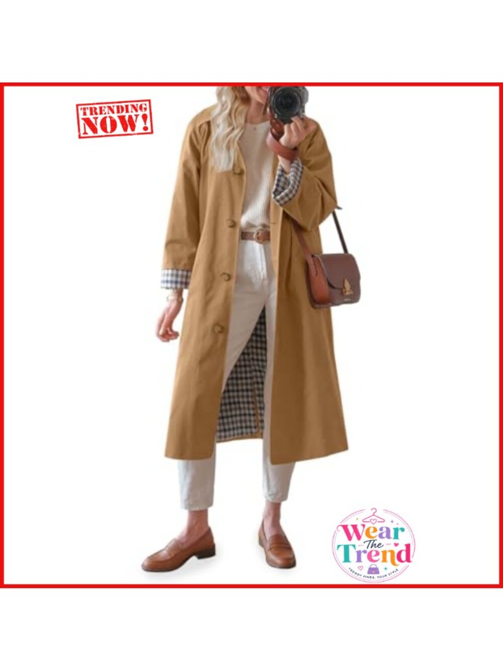 Oversized Long Trench Coat Single Breasted Windproof